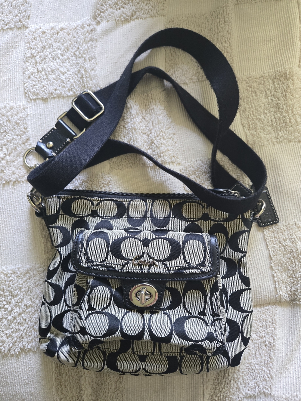Vintage Black and Grey Coach Crossbody Purse
